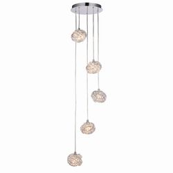 Endon Lighting Talia 5 Light Spiral Cluster Vedhæng Chrome, Krystal (K5) Detalje, G9