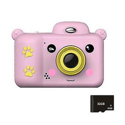 Coosilo Børn Digital Kamera Kids Legetøj 2,4 tommer HD-skærm med 32GB Sd-kort Pink