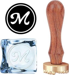 Jääleiman kirjain M Ice Cube Stamp Ice Branding Stamp irrotettavalla messinkipäällä ja puukahvalla Vintage 1.2" jääleima jääkuutioille Cocktail Whi...
