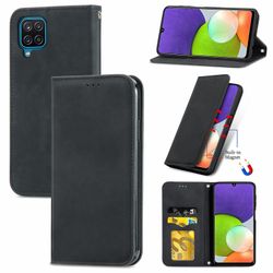 Gangxun Sag Til Samsung Galaxy A22 4g Magnetisk Lukning Læder Tegnebog Cover Housse Etui Shockproof - Sort