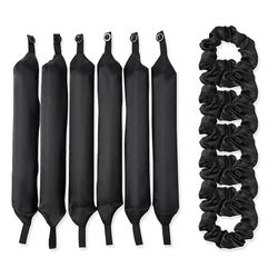 Lazy Curling Iron Set of 6, Curling Bar med knapp, Big Wavy Satin Foam Curling Artifact