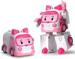 SBSG Robocar Poli keltainen muunnosrobotti, 4" muunneltava toimintaleluhahmoajoneuvojen lahjaopas lapsille, hätäajoneuvon leikkisetti, loma syntynyt