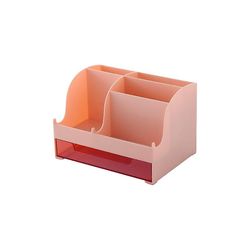 Skrivebord Tilbehør Pen Holder Desktop Organizer med skuffe, pink farve