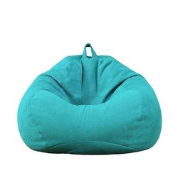 Papupussin päällinen Big Cotton Pellava Lazy Beanbag Tuoli Sohvan päälliset Puff Relax Lounge sohva sininen 80x90cm