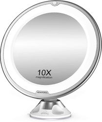 Beauturaalinen meikkipeili 10x suurennuksella ja LED-valoilla 1 pallonivel 360 säädettävä