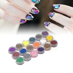 18 farver Nail Art Glitter Pulver Støv til Uv Gel Akryl Pulver Dekoration