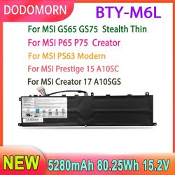 Laptop batteri NY BTY-M6L til MSI GS65 GS75 Stealth Thin / P65 P75 Creator / PS63 Moderne / Prestige 15 A10SC / Creator 17 A10SGS