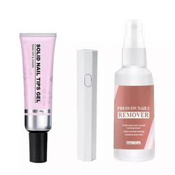 Lulou Magic Solid Nail Glue Kit 3-in-1 kynsitaidesarjat kynsien kärjen painamiseen Kynsien poistoaine