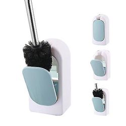 Coosilo Nordisk vægmonteret toiletbørstesæt, rengøringsbørste, toiletbørste, toiletbørsteholder blå 10*7.5*19.2cm