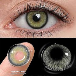 Amara luonnollinen vihreä väri piilolinssit silmille pehmeät linssit vihreä piilolinssi kauneus meikki kauniit oppilaskontaktit ta TIMANTINVIHREÄ