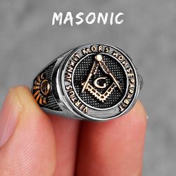 Bricks Masons Kompas og firkantet g frimurerisk ring R419-guld 12