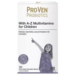 Proven Probiotics ProVen Probiootit Lactobacillius &; Bifidus AZ-multivitamiinien kanssa Lasten välilehdet 30
