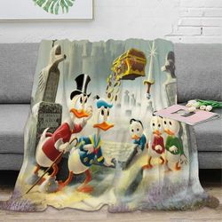 Aku Ankka 3D-flanellipeitto pehmeä ja pörröinen sohvalle, pehmeä muhkea huopa fleece-heittohuopa modernilla yksinkertaisella muotoilulla K-564 50x4...