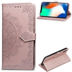 Etui til Iphone X / xs Cover Læder tegnebog Cover Prægning Mandala Magnetisk Flip Protection Stødsikker - Rose Gold