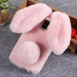 Kanin muoto pörröinen turkispäällysteinen strassi TPU-kotelo Samsung Galaxy J6: lle (2018)