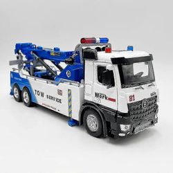 1:32 Painevalettu malliajoneuvolelu Suuri kaksoiskoukku liikenne Road Rescue Service Kuorma-auto pienoiskopio äänivalolla iso sininen