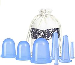 7kpl silikonikuppaushoitosarjat tyhjiöimuhierontakupit kuppaussarjat kasvojen silmävartalohierontalaite Sininen