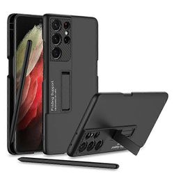 Samsung Galaxy S21 Ultra 5G GKK Erittäin ohut iskunkestävä puhelinkotelo pidikkeellä ja kynäpaikoilla ja kynäkynällä