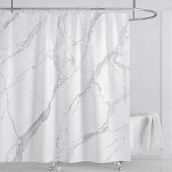 Marmori vedenpitävä suihkuverho koukuilla, painettu pestävä suihkuverho, kodin sisustus, L180xK180cm ~ 03728