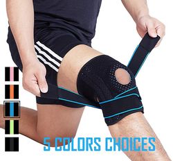 Running kneepad mænd tryk patella stabilisator knæ puder patella støtte fitness gear basketball volleyball brace protecto Sort blå