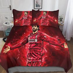 Kerota Salah pussilakana, D-printti, Football Star vuodevaatteet pussilakana vetoketjulla ja tyynyliinat Double Single135x200cm
