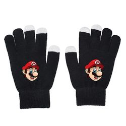 Vicbuy Super Mario Bros Full Finger Hansker Vinter Varm Trykk Strikkede hanskevotter Unisex Gaver A