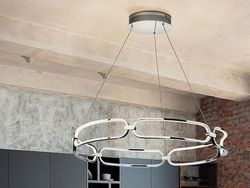 Schuller Lighting Schuller Colette Stor moderne stilfuld dimmable LED Designer Pendant Light Chrome med fjernbetjening