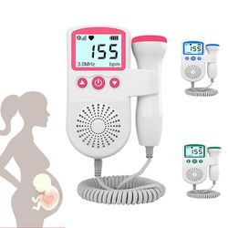 Graviditet Baby Føtal Lydpulsdetektor 3,0mhz Doppler Føtal pulsmåler Hjem Lcd-skærm Ingen stråling Pink