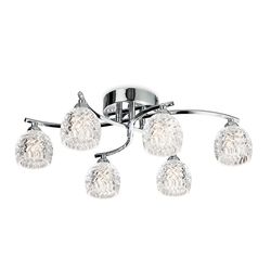 Firstlight Lighting Maple 6 Light Flush Light Chrome, støbt klart glas, G9