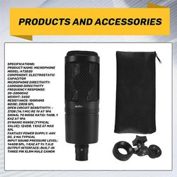 Audio AT2020 -kardioidikondensaattorimikrofoni 20–20 000 Hz äänitykseen