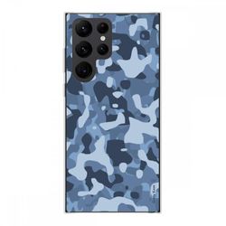 Crazy Kase Sag til Samsung Galaxy S22 Ultra Soft, Military Camouflage Blue