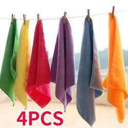 4-pak 25x25cm Mikrofiber Håndklæde Firkantet Ansigt Håndhåndklæde Bløde Børn