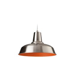 Firstlight Lighting Smart 1 lys kuppel loft pendel børstet stål, orange indeni, E27
