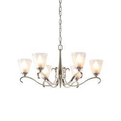 Interiors 1900 Lighting Columbia 6 Lys multiarm loft lysekrone klart glas, poleret nikkel, E14