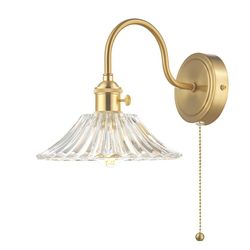 Dar Lighting Hadano væglampe messing med klar flared glasskærm, 1x E14