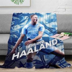 Kotihuopa Suuri 3D Erling Haaland -teema Flanellifleece Throw Blanket Syksy/talvipeitot Super Soft Throw Warm Cozy Muhkeat peitotL-235 50x40in 125x...