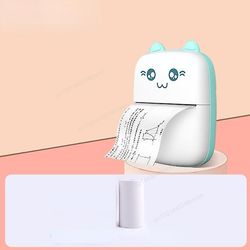 Zch Bærbar termisk printer Mini Cat Udskrivning af papirfoto Blue