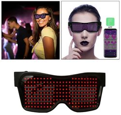 Coosilo Magic Flash Led Party Briller App Bluetooth Control lysende Dj solbriller gult lys