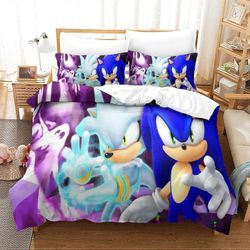 Kerota Sonic D vuodevaatteet setti Pelihahmot Pussilakana Mikrokuitupeitto vetoketjusulkimella lapsille Teini-ikäiset Aikuiset Yhden hengen vuodeva...