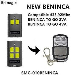 100% yhteensopiva BENINCA TO GO 2VA autotallin kaukosäädin BENINCA TO GO 4VA 433mhz portti kaukosäädin rullakoodi 4 painiketta avaimenperä