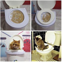 Cat Toalett Training Kit Rengjøringssystem Kitty Husdyr Potty Urinal Kull