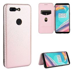 Oneplus 5t hiilikuitunahkakotelolle Vaaleanpunainen