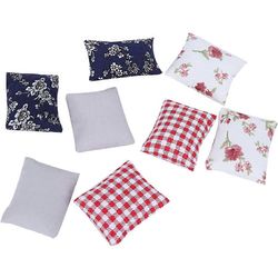 8 kpl sisustus koti nukketarvikkeet miniatyyri maisema sisustus kangas tyyny malli nukke koti sohvatyyny tyyny 5.5x4.5cm