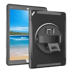 Ipad Pro 12.9 (2017) Heavy Duty Pc Tpu Hybrid Tablet -kotelo pyörivällä jalustalla - Musta