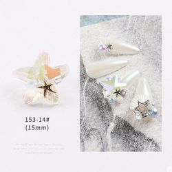 Nail Art smykker Pearl Skaldyr Søstjerner Love Pendant Ring Tide Nail Diamond 15314 guld