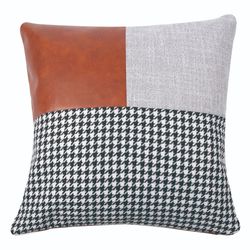 Linkrunning Bondegård dekorative kaste pudebetræk, sæt med 2 stribede accent pudebetræk, imiteret læder pudebetræk til sofa sofa, Boho moderne hjem...