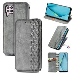 Kompatibel med Huawei P40 Lite Flip Case Etui Vintage Wallet Flip Cover med magnetisk lukning Coque - Blå grå