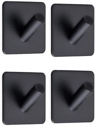 Barsinfi 4pcs, selvklæbende håndklæde krog, selvklæbende håndklæde krog med sort rustfrit stål badeværelse og køkken krog