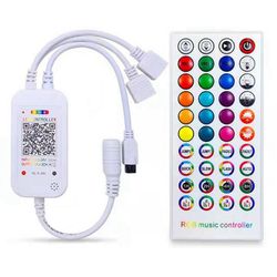 DC5-24V Bluetooth LED -ohjain + 40 näppäimet kaukosäädin APP Control ja Music Sync RGB IR RF 5050 3528 RGB LED-valolle Valkoinen