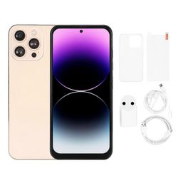 I14 PRO MAX 6,7 tuuman kultainen älypuhelin, kasvojen lukituksen avaus, 8 Gt RAM-muistia, 256 Gt ROM-muistia, 4G, kaksi SIM-korttia, EU-pistoke